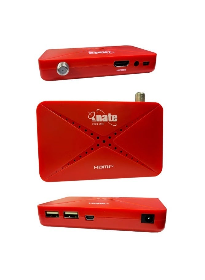 Nate Full HD Digital Satellite Receiver Model 2024, Black/Red - Image 4